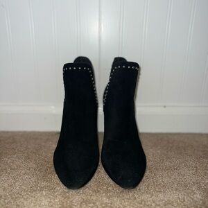 Black Ankle Boots with High Heel and Pointed Toe